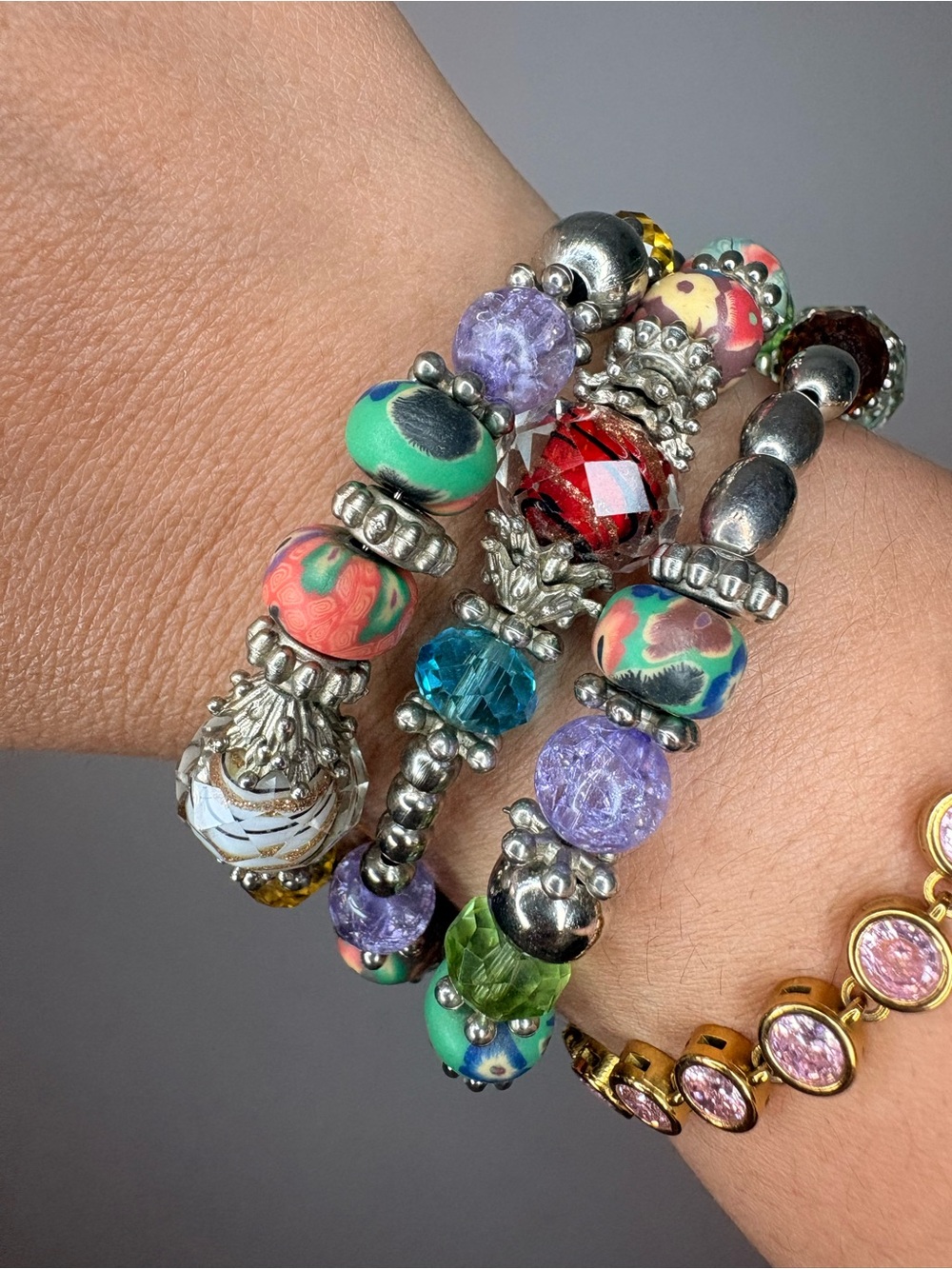 Multicolor Bead Stretch Bracelet Wrap - Women's Fashion Jewelry